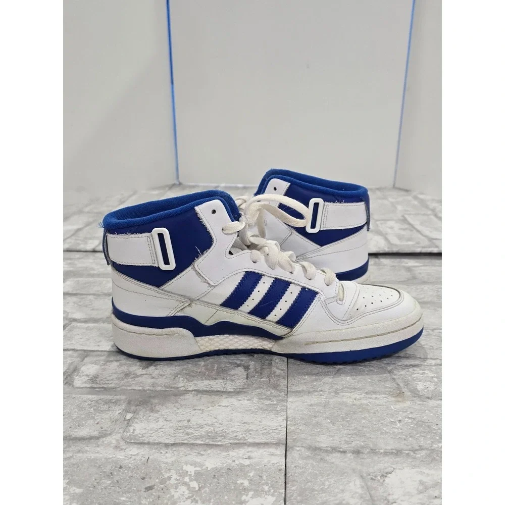 Adidas Forum Mid Shoes Women Size‎ 8.5 White Blue Basketball Sneakers No Straps